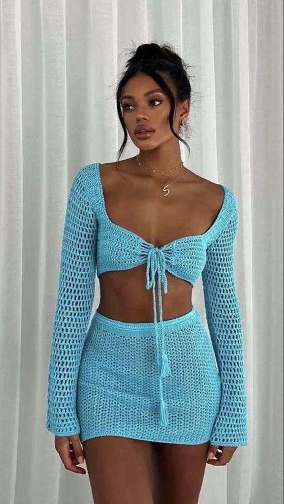 CONJUNTO CROCHÊ BLUE